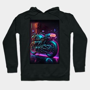 Cyber future motorbike with neon lights Hoodie